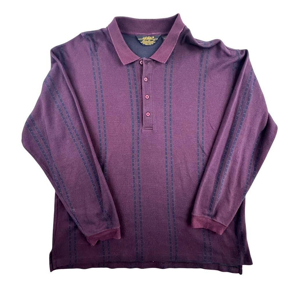 Vintage 90s Eddie Bauer Mens XL Winter Burgundy Striped Polo Shirt Made in USA